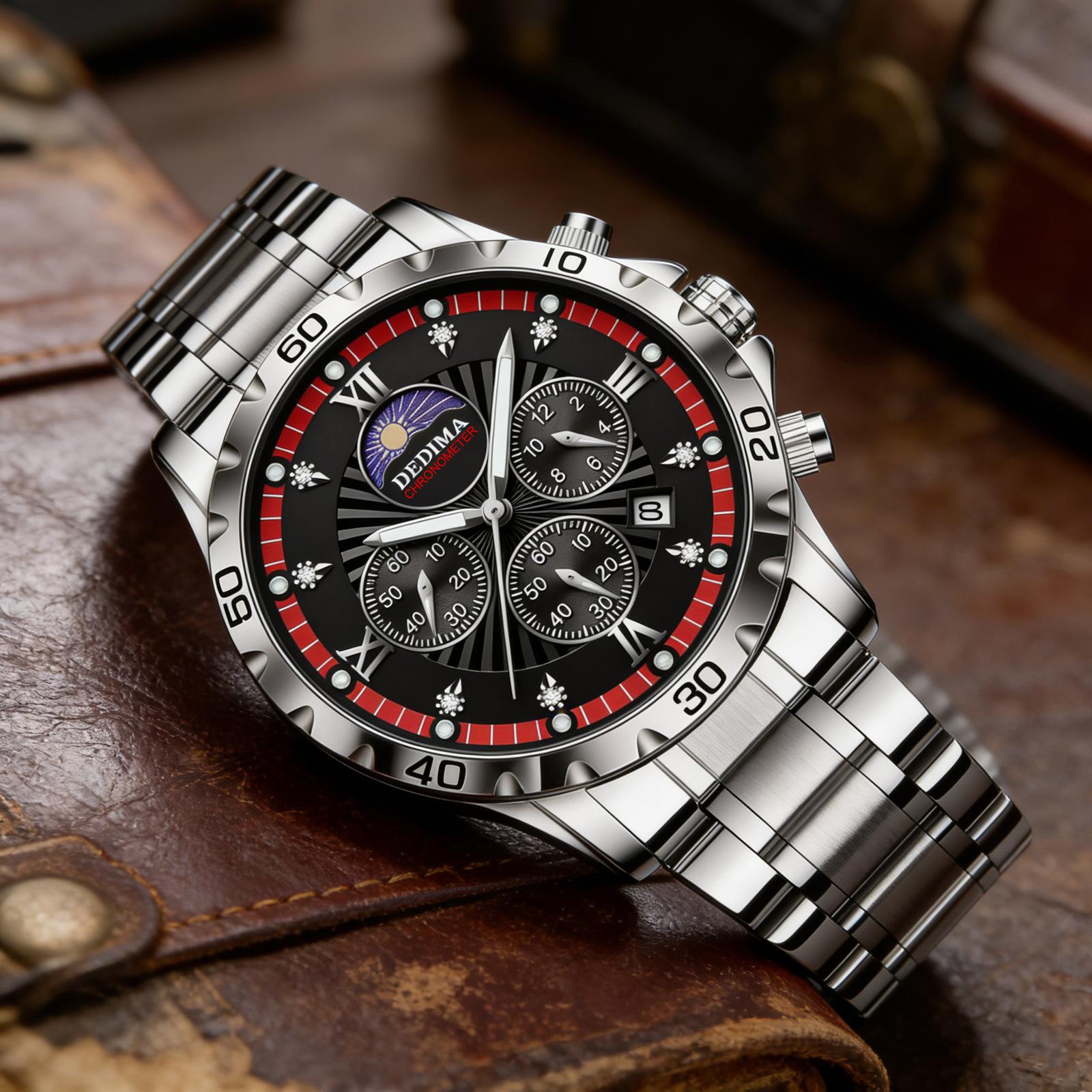 Men's Quartz Watch PE903 Movement 42mm Dial Luminous Display Calendar Moon Phase 30M Waterproof Stainless Steel Strap Business Style Hot-Selling Item Men's Quartz Watch PE903 Movement 42mm Dial Luminous Display Calendar Moon Phase 30M Waterproof Stainless Steel Strap Business Style Hot-Selling Item