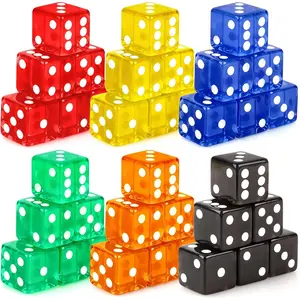 36 Piece Casino Style Craps Dice Sets 19mm Acrylic Translucent D6 Dice Square Rounded Edge for Casino Craps Table Games and Board Games Party Bar Entertainment Math Teaching Supplies
