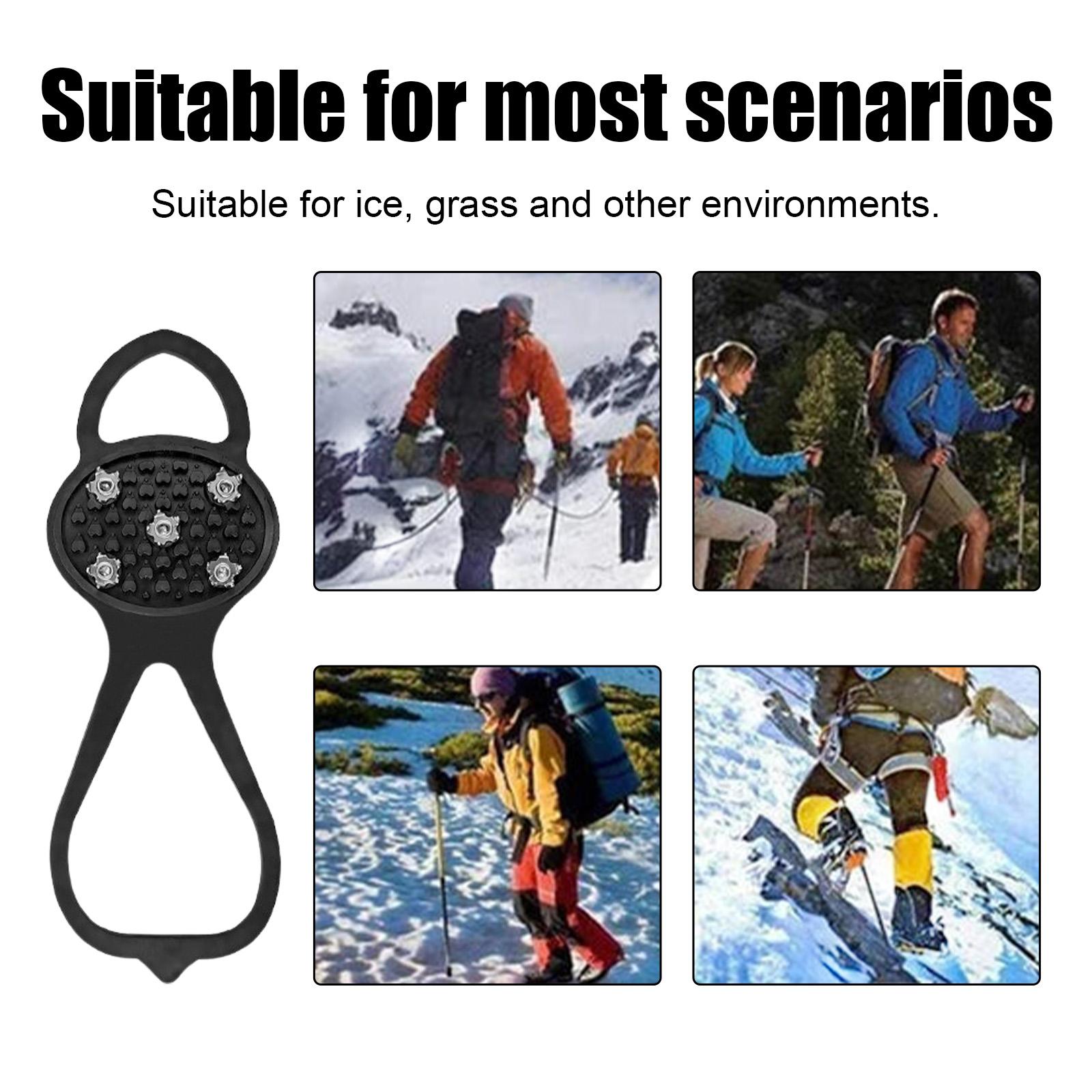 Houkea Anti-Slip Crampon Shoe Covers Outdoor Crampon Snow Shoe Covers for Mountaineering Sports, Anti-Fall, Easy to Put On and Take Off