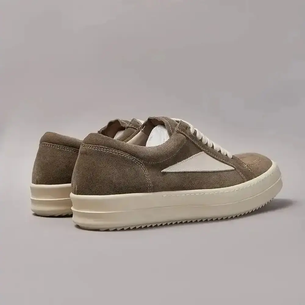 Men's & Women's Retro Look Low-Top Inverted Triangle White Thick-Sole Suede Sneakers, Size 35-47, Genuine Leather Height-Increasing Rock Punk Style Designer Paw Protectors,breathable,rain,cowgirl,everyday,cute,ultra,footwear,shrug,anti-slip,casual