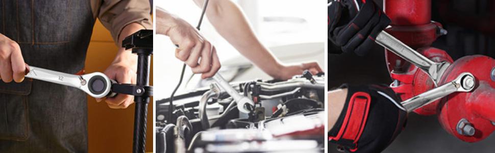 【GARVEE】 Ratcheting Wrench Set 20 PCS SAE 1/4"-3/4", Metric 6-19mm, Flex Head 72-Tooth, Chrome Vanadium Steel, Includes Storage Bag Hand Tools Metal Heavy Duty