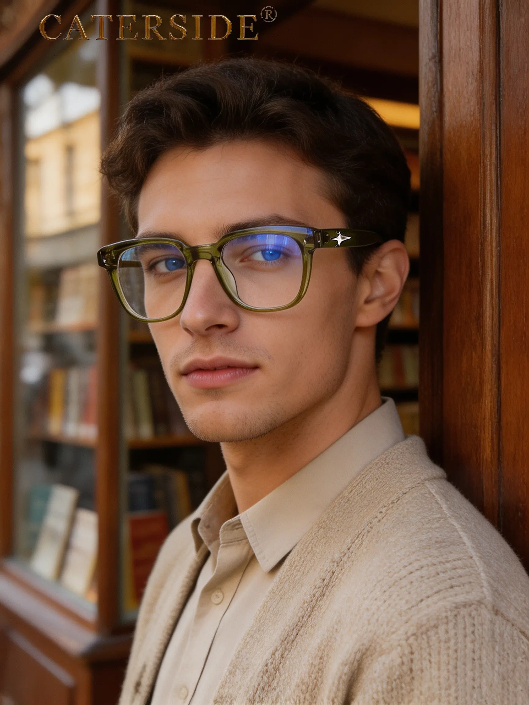 Caterside Fashion Square Tr90 Light Blocking Glasses, Square Frames Eyeglasses, Unisex Outdoor Sports Travel Driving Beach Street Photography Props