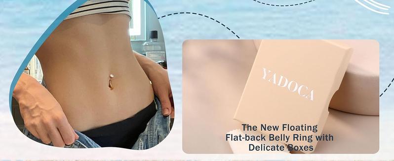 YADOCA 7PCS Floating Belly Button Ring for Women Hypoallergenic Surgical Stainless Steel Belly Rings Internally Threaded CZ Opal Long Bar Navel Barbell Flat Back Belly Piercing 12/14MM Silver Gold