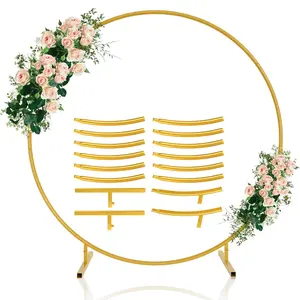 1pc Round Backdrop Stand, 5.91 FT Balloon Arch Stand, Golden Circle Balloon Arch Frame, Balloon Garland Frame, Metal Circle Backdrop Stand, Round Arch Stand for Wedding, Birthday, Party Decoration, Photo Background Decoration