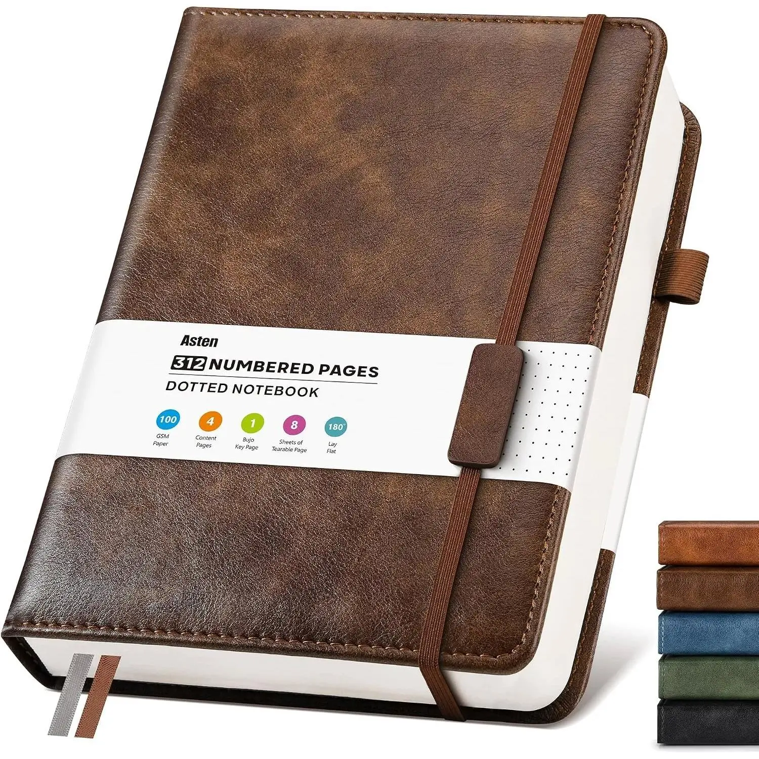 Bullet Dotted Journal Leather Notebook: A4 Dot Journal for Men, Dark Brown | 312 Numbered Pages & Content 100GSM Thick Paper Hardcover Dot Grid Notebook for Work Travel Writing Drawing Planning Tracking