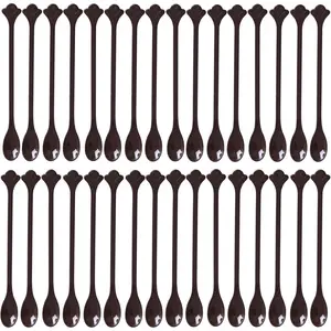 200 Pcs Coffee Cocktail Stirrer Stick Spoon Disposable Plastic Mini Stir Cup Drink Kitchen Dining Coffee Tea Spoon Utensils Accessories Bar Restaurant Brown