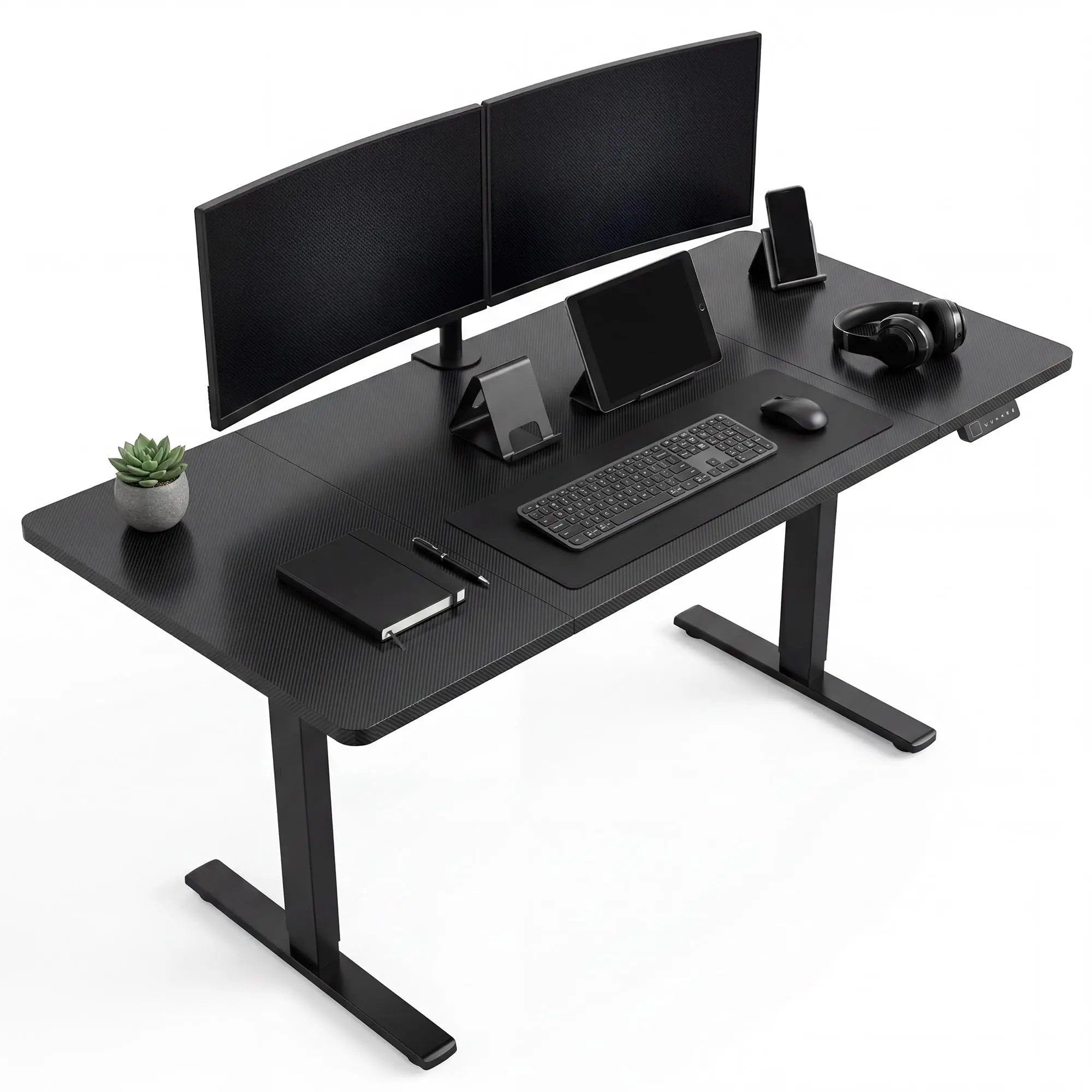 55" Electric Standing Desk, Height Adjustable Sit-Stand Computer Table with 3 Memory Presets, Silent Motor & Steel Frame for Office & Games