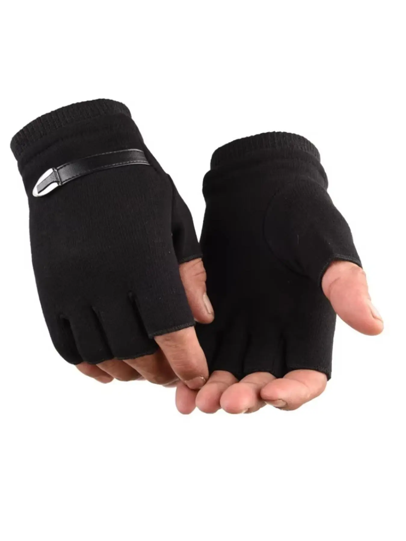 Thick Lined Fingerless Warm Gloves, Anti-slip Soft Half Finger Gloves for Students Typing Driving Office Daily Use
