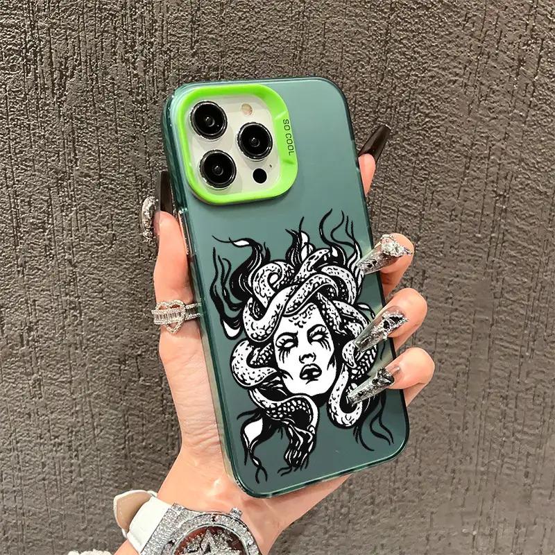 Medusa Pattern iPhone 16 15 14 13 12 XR XS X Plus Pro Max Phone Case Artistic Style Shockproof Protective Cover Durable Scratch-resistant Fashion Trend High-quality Lightweight Eco-friendly Material New Hot-selling Gift