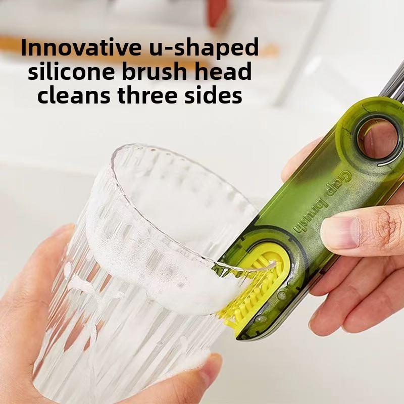 3-in-1 Portable Cleaning Brush Set: Lid Brush, Bottle Brush, Rim Brush & Vacuum Flask/Water Cup Cleaner