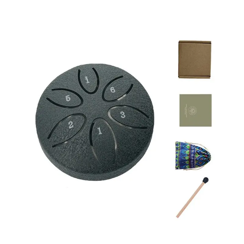 Mini 3-Inch 6-Note Tibetan Drum, Pocket Size Steel Tongue Drum, Portable Percussion Instrument, Light Drums, Ideal for Music Lovers