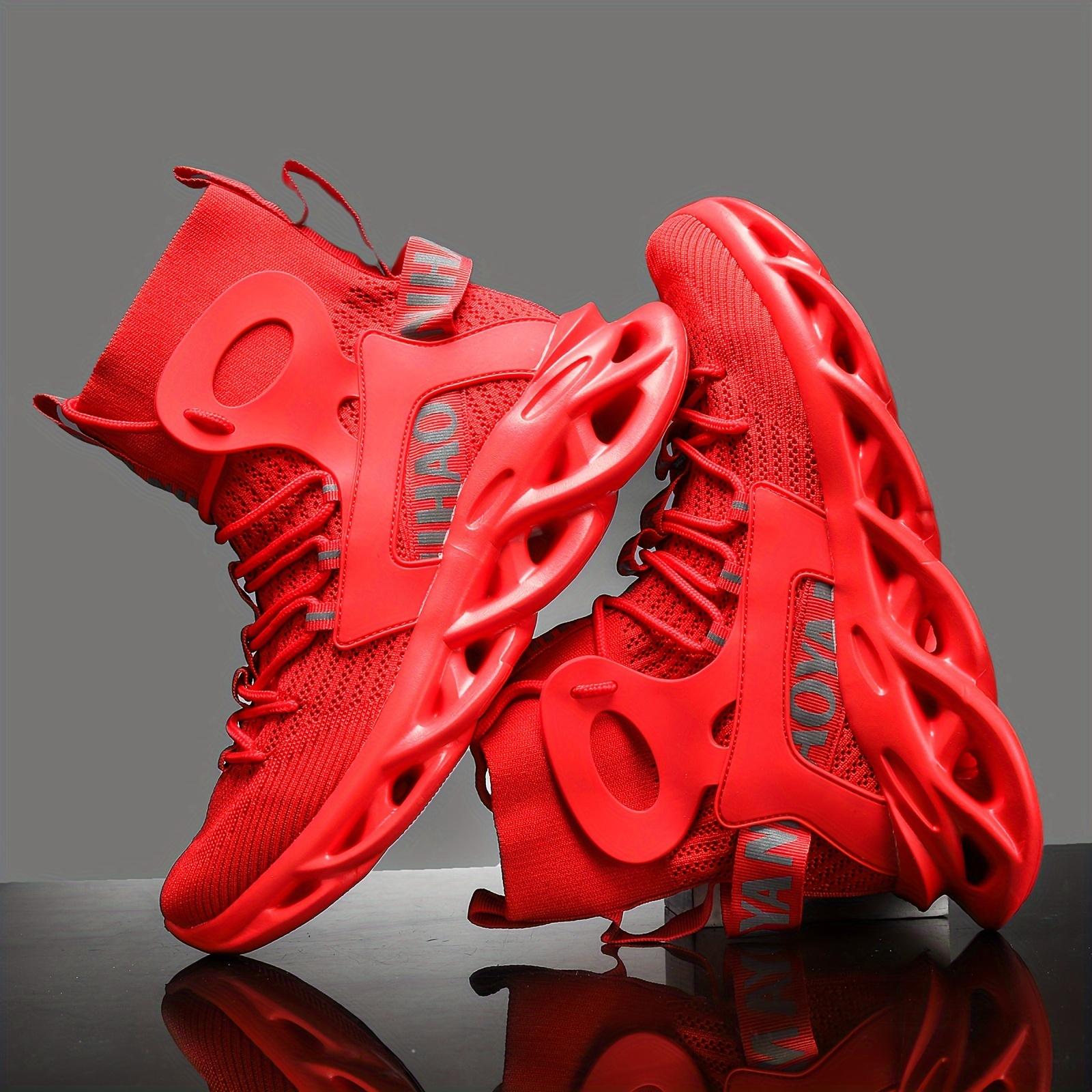 Men's Top Shock Absorption Type Shoes, Breathable Lace Up Non-Shoes Jogging Walking