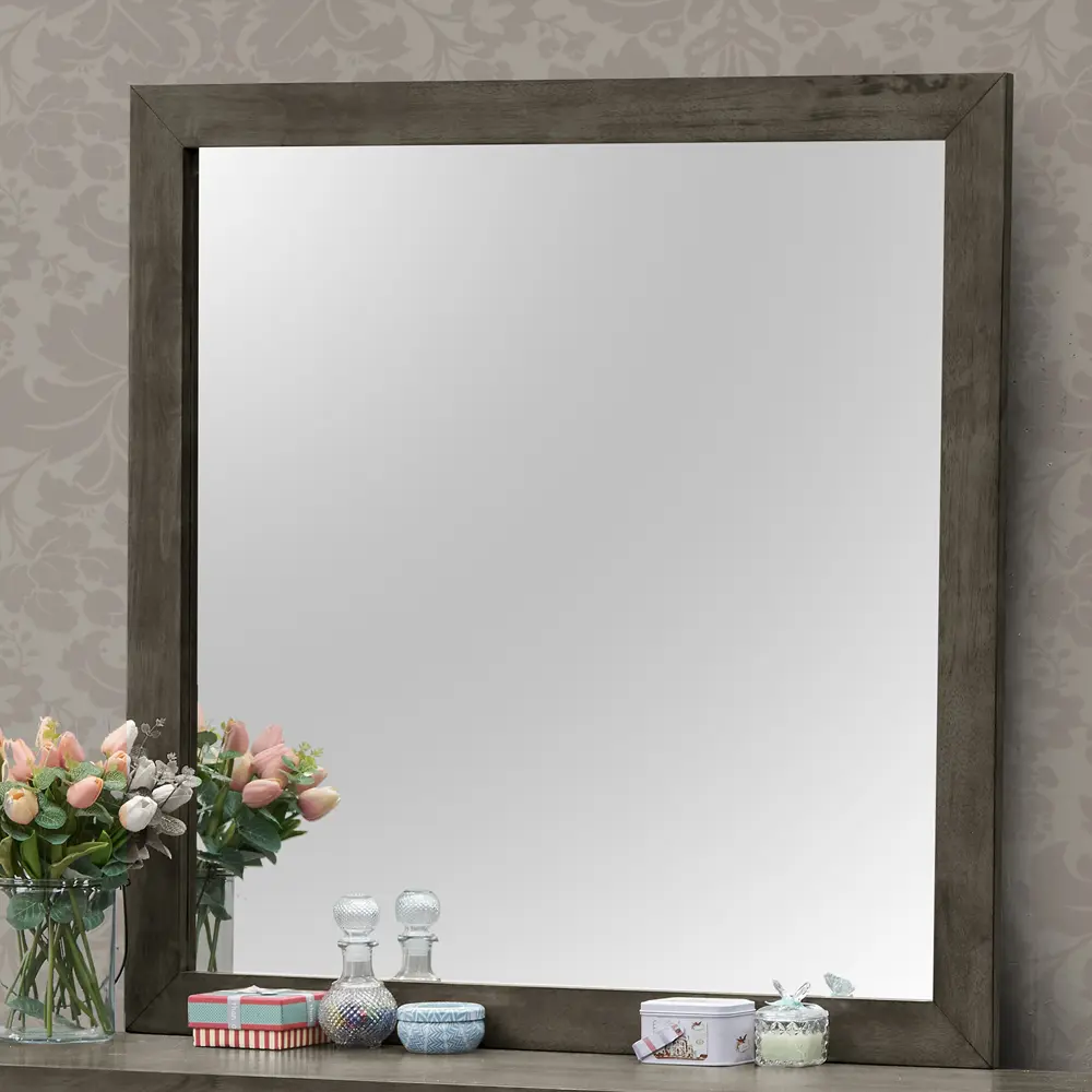 ARCH Chic Transitional Gray Wall Mirror for Living Room Bedroom Entryway Hallway Decor, Modern Wall Mounted Decorative Mirror, Elegant Home Accent Mirror, Stylish Vertical/Horizontal Hanging Mirror, Neutral Gray Finish, Perfect Housewarming Gift