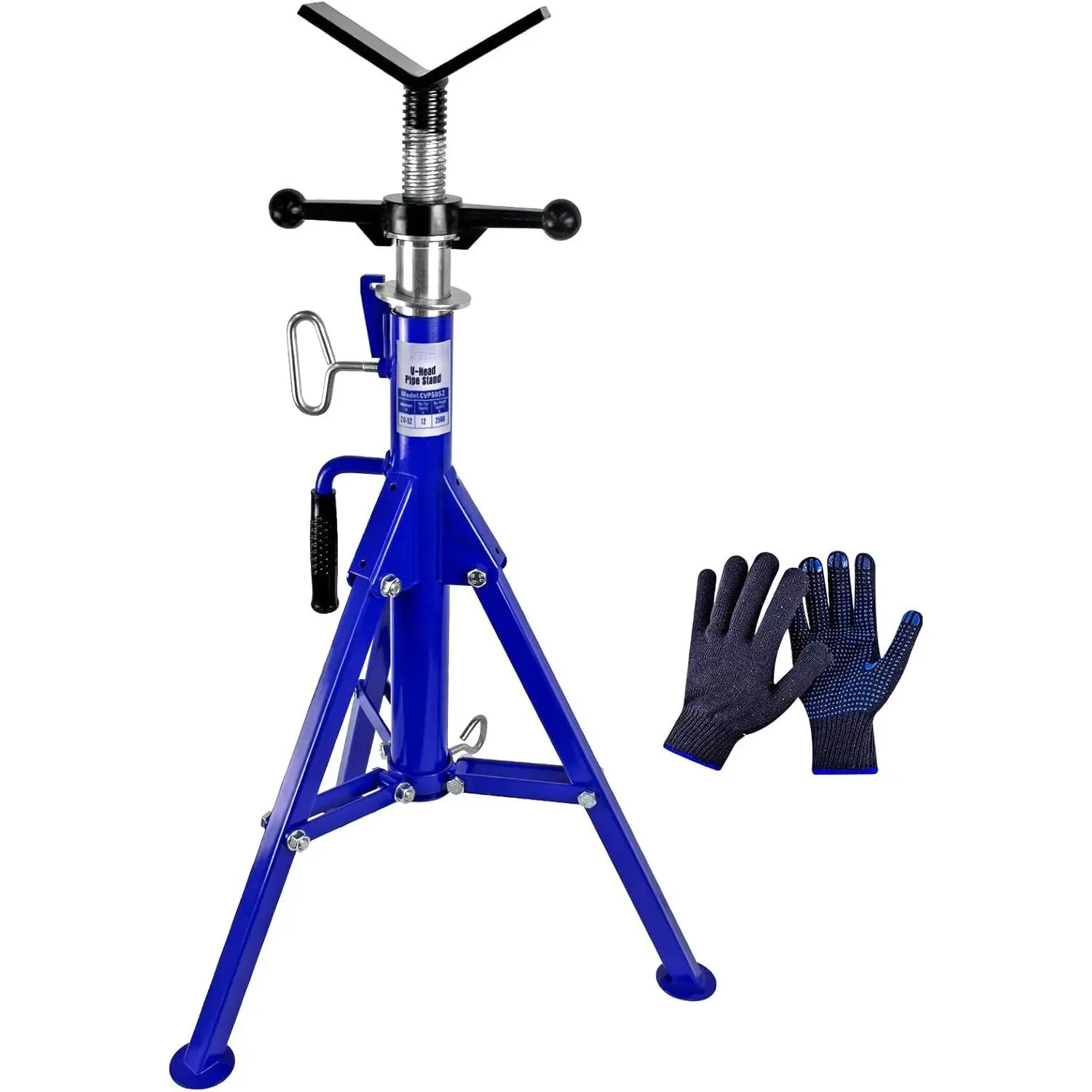 V-Head Pipe Jack Stands, Adjustable Pipe Stand for Welding| 28"-52" Adjustable Height, Fits 1/2"-12" Pipe Capacity, 2500LB Load Capacity, w/Portable Folding Legs