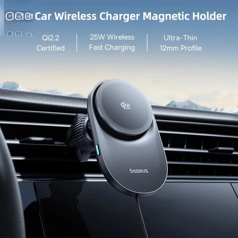 Baseus Magnetic Wireless Car Charger - 25W Ultra-Fast Charging, Qi2.2 Certified, Built-in Cooling Fan, Universal Cellular Phones Wireless Charging Holder, None