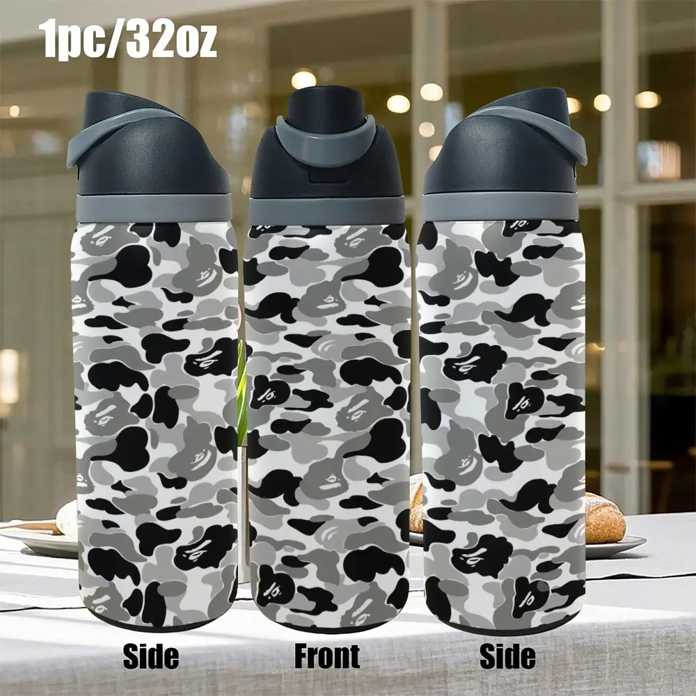 1pc 32oz Stainless Steel Insulated Cup, Leak-Proof Design, Ideal for Ice Coffee, Camping, Office, Outdoor Activities, Durable Travel Mug