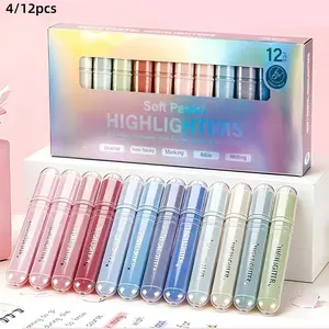 12 Pcs Highlighters Gradient color, Cute Pastel Highlighter Set, Quick-Dry, Soft Chisel Tip, No Bleed Bible Highlighter, Aesthetic Highlighters for Sparkling Note-Taking, Stationery