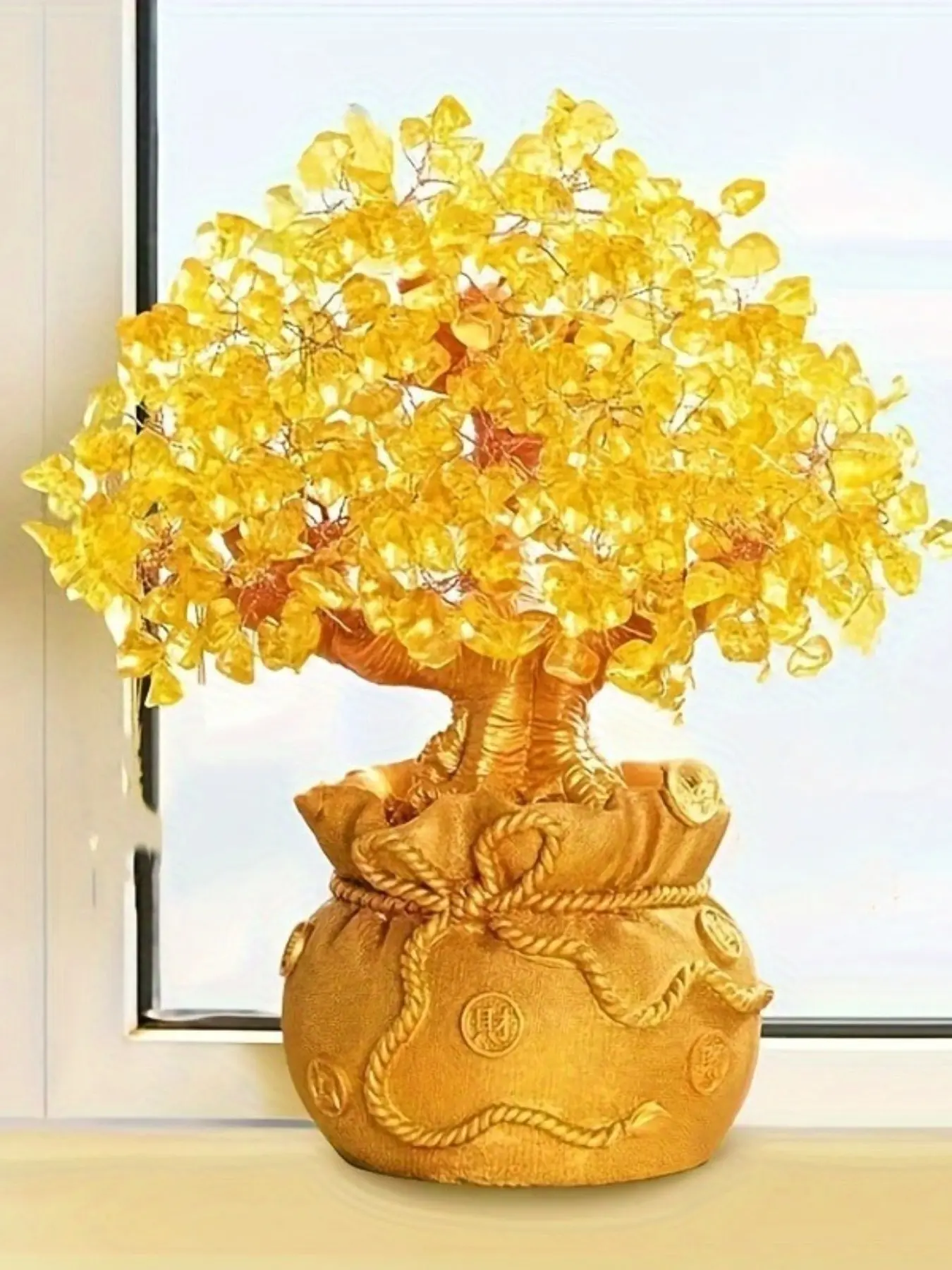 1 PC Natural Citrine/Yellow Crystal Wealth Tree, Desktop Decorative Piece, Perfect Gift for Holidays, Attractive Feng Shui Ornament