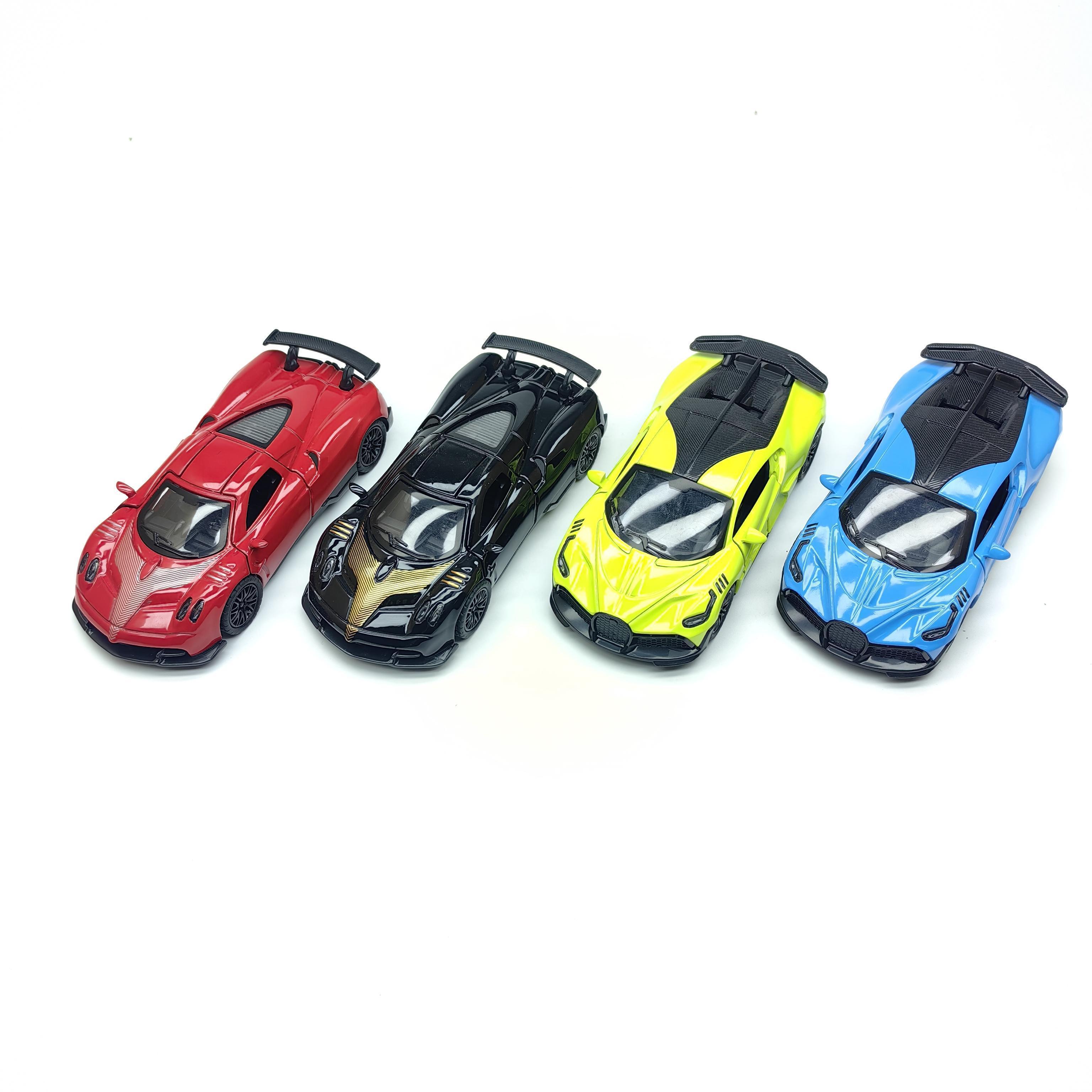 Realistic alloy sports car model, a children's toy car with pull-back function and openable doors, suitable for boys