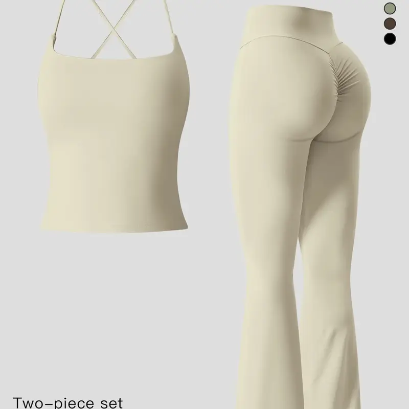 Women's Sportswear Two-Piece Set High-Strength Support Yoga Quick-Dry Form Fitting Activewear Tight-Fit Fitness Clothing Casual Sports Wear Gym Yoga Activewear Exercise Clothing