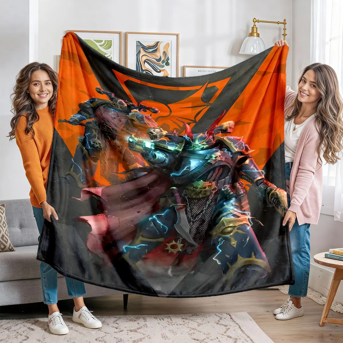Warhammer 40k Chaos Space Marines Flannel Blanket, Background Dark Armour Warrior Art Print, Perfect Gift for Gamers