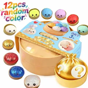 12pcs-Dumpling, Dumpling Squishy Box, Dumplings Squishy, Anxiety Relief Soft Squeeze Dumplings Stress Balls Fidget Sensory Toy,Squeeze Dough Ball Stress Relief