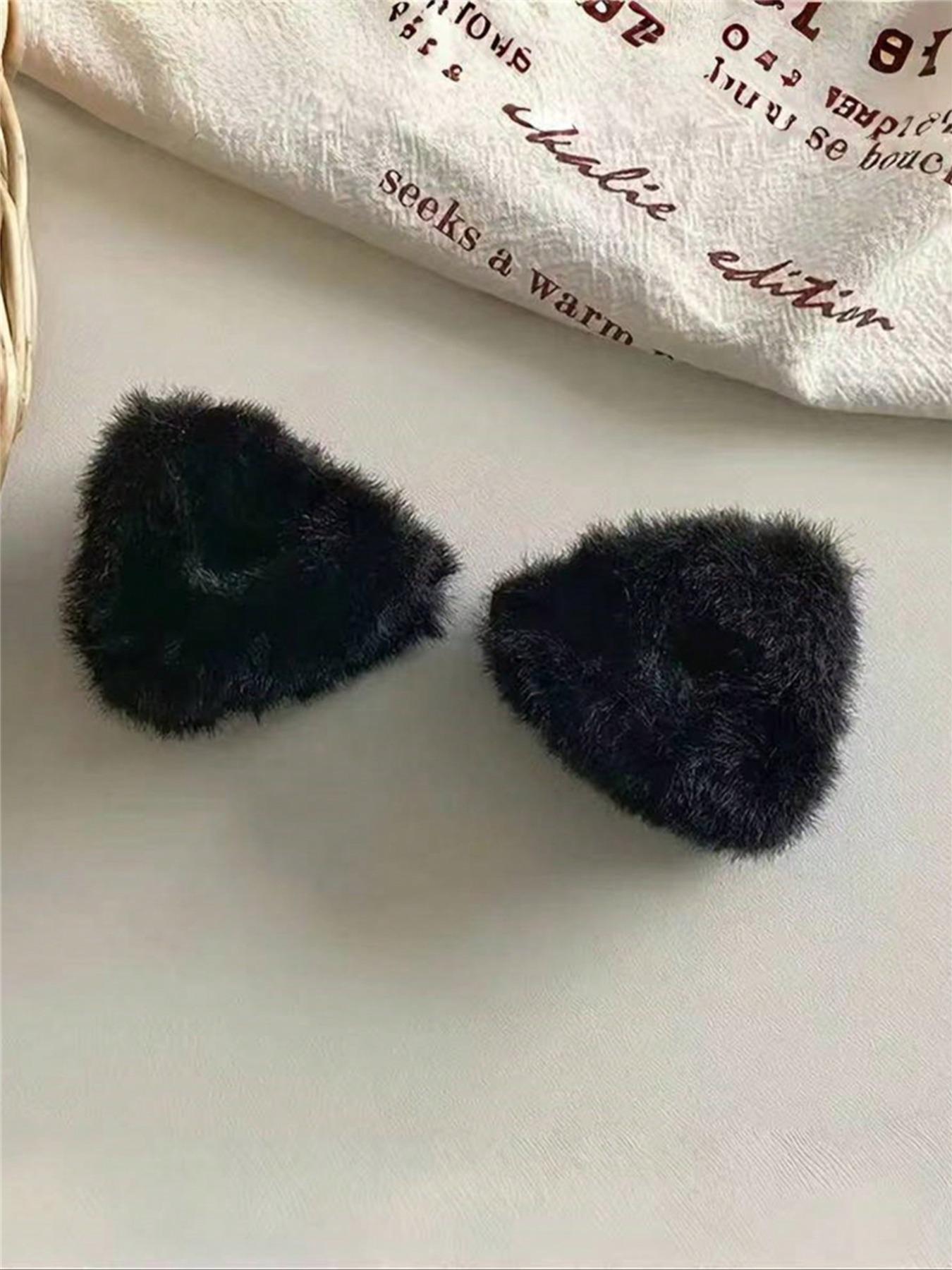 Cute Cat Ear Hair Clip Set for Women, Small Fluffy Triangle Barrettes, Perfect for Half Updo, Princess Style, Daily Wear