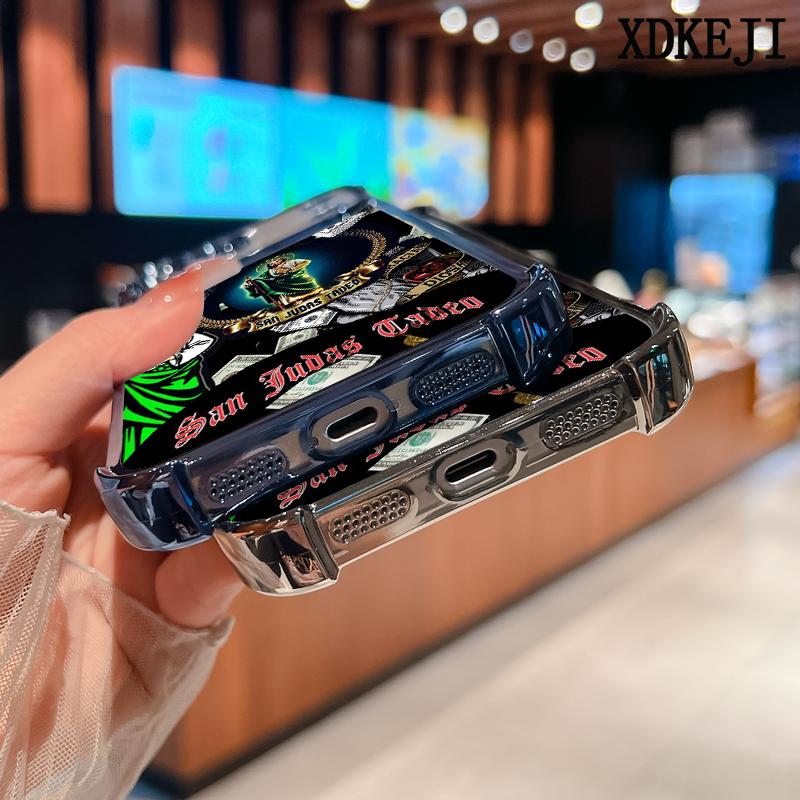 Creative Jesus Pattern Four Corner Anti-Fall Phone Case Transparent Electroplated Protective Cover for iPhone 17 Pro Max Air 16 15 Plus 14 13 12 11