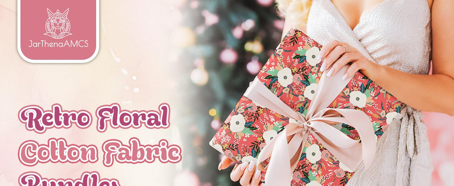 16 Pcs Floral Cotton Bundles Fat Quarters Vintage Flower Meadow Quilting Patchwork for DIY Sewing Craft, 18 x 22 Inch