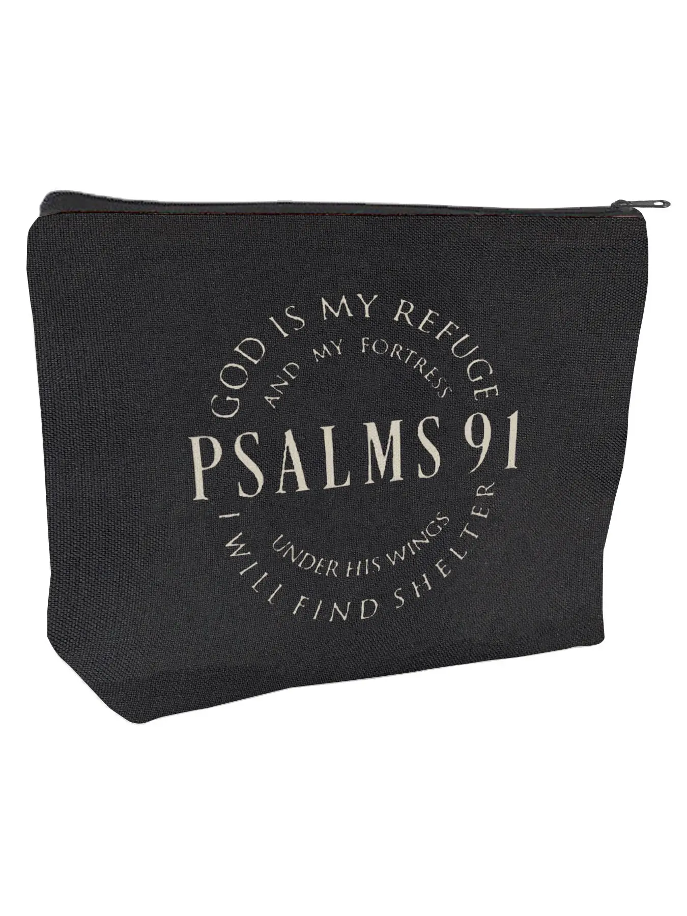 Psalms 91 Inspirational Makeup Storage Bag, Canvas Travel Toiletry Pouch, Multiuse Organizer, Christian Faith Gift, All Seasons