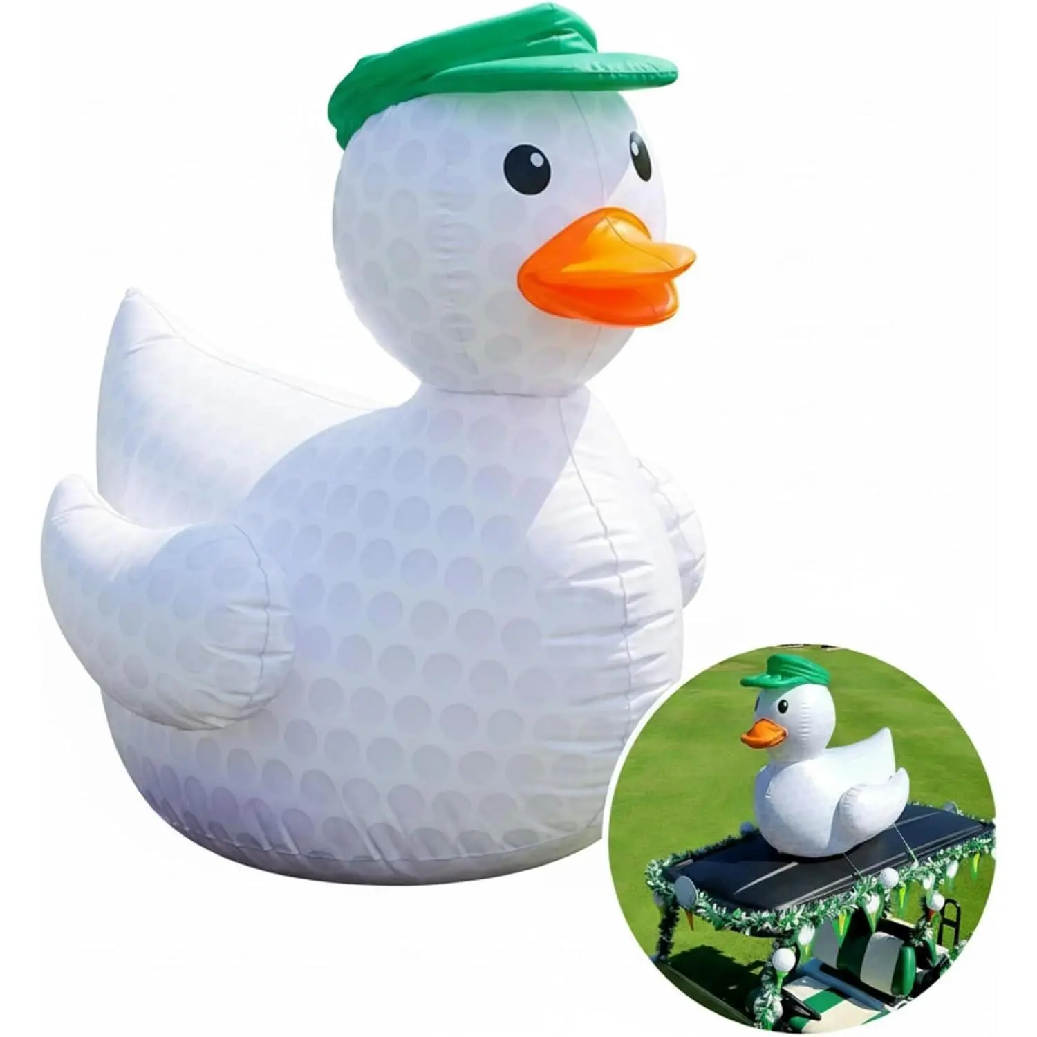 1 Pcs 4 ft Giant Inflatable Golf Duck with Ball Texture and Green Hat Huge Golf Duck Decorations for Outdoor Indoor Beach Swimming Sport Birthday Party Lawn Pool Yard Course Suppliesfidget toys