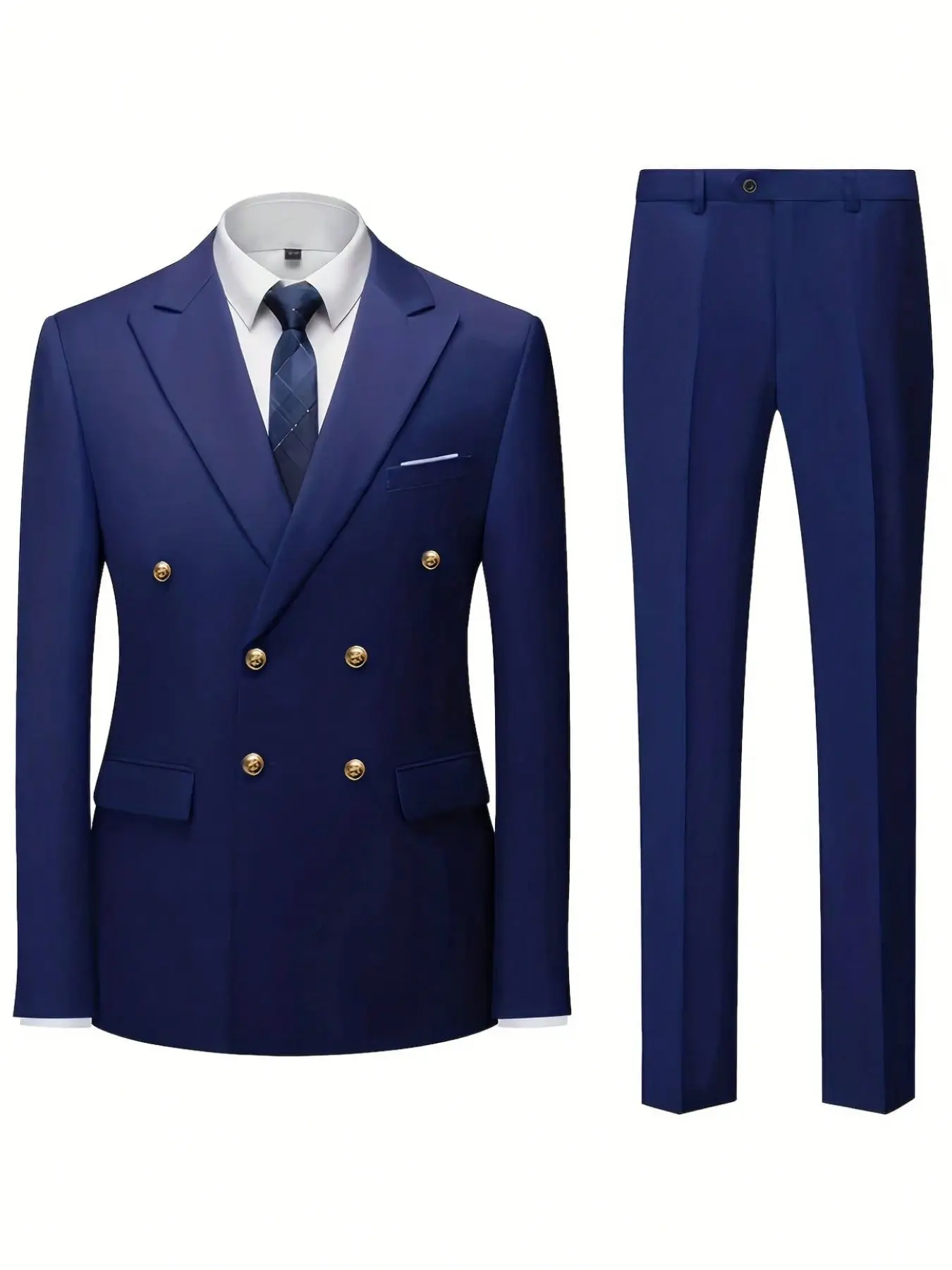 Men's 2 Pieces Business Suit, Double-Breasted Jacket and Trousers, Slim Fit Formal Work, Professional Attire for Men