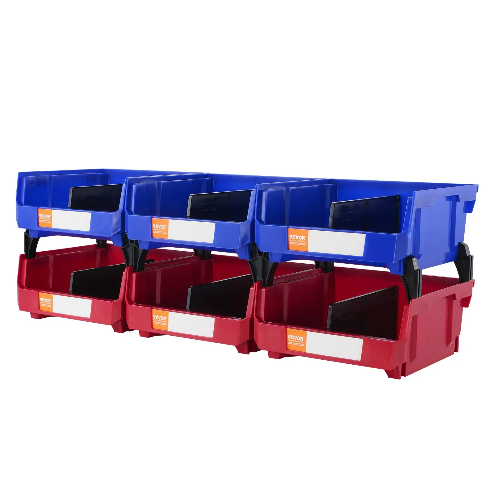 【Summerfinds】VEVOR Plastic Storage Bin, (11-Inch x 11-Inch x 5-Inch), Hanging Stackable Storage Organizer Bin, Blue/Red, 6-Pack, Heavy Duty Stacking Containers for Closet, Kitchen, Office, or Pantry Organization