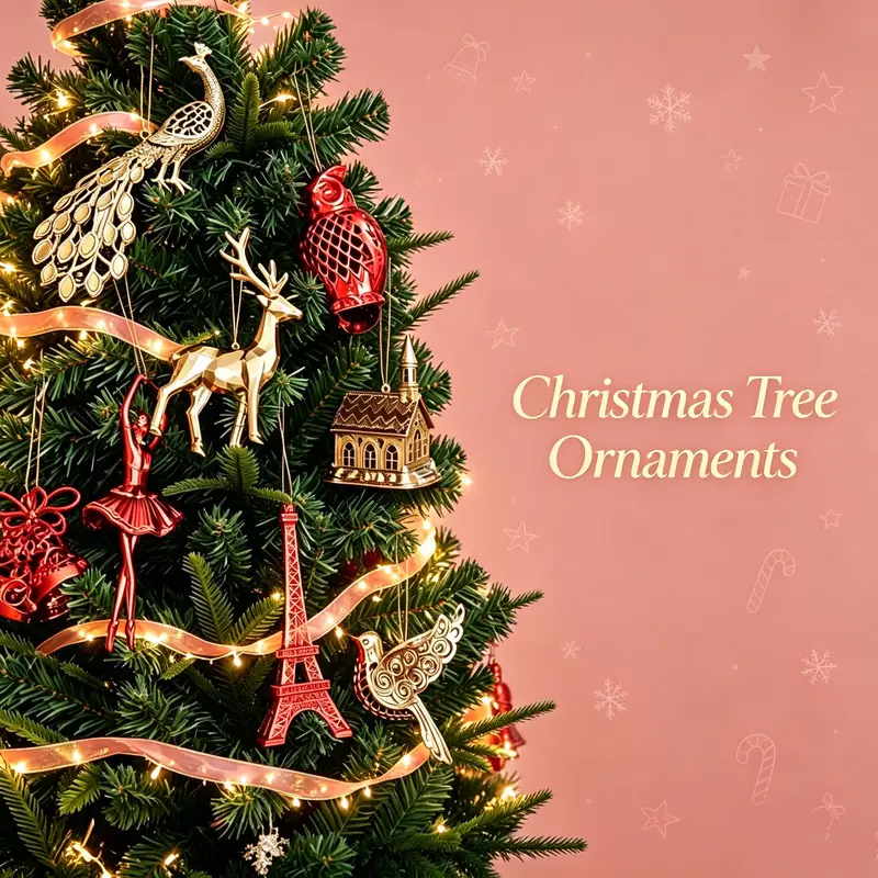 10 Christmas red and gold elk and snowflake Christmas tree ornaments in a childlike style, with various designs, easy to hang and store, reusable, suitable for home decor, garden, shopping mall, and Christmas tree displays