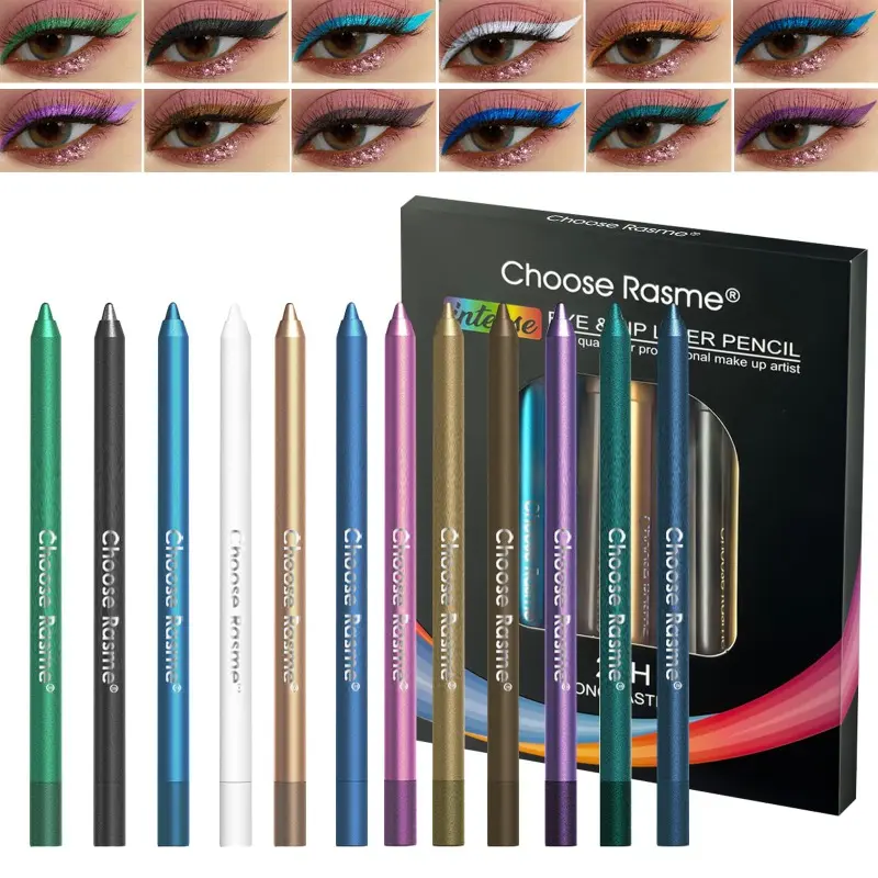 12 Colors Multi-purpose Pearlescent Makeup Pen Set, Smooth Application & Long-lasting Wear. For Eyeliner, Under-eye Highlighter and Lip Liner, a Must-have for Daily & Stage Makeup. Multichrome Eyeliner