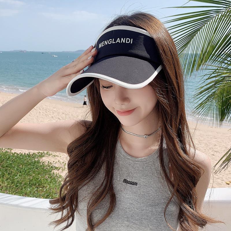 Sunscreen hat summer ice silk show face small UV protection sun hat running sports versatile empty top hat