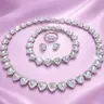 Women's Heart Shape, Romantic Shining Necklace, Bracelet, Ring and Earrings, Elegant Party & Wedding Accessories, Valentine's Day Gift, Heart Shine Set