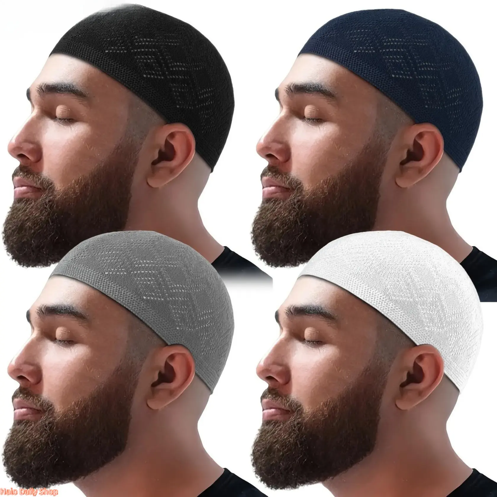 2026 New Islamic 4-Top Design Modesty Knitted Cotton Kufi Hat - Breathable, Adjustable Closure, Comfortable Traditional Middle Eastern Style All-Seasons Prayer Headwear for Ramadan Celebrations, Traditional Ethnic Occasions (Sports & Outdoor Accessory)