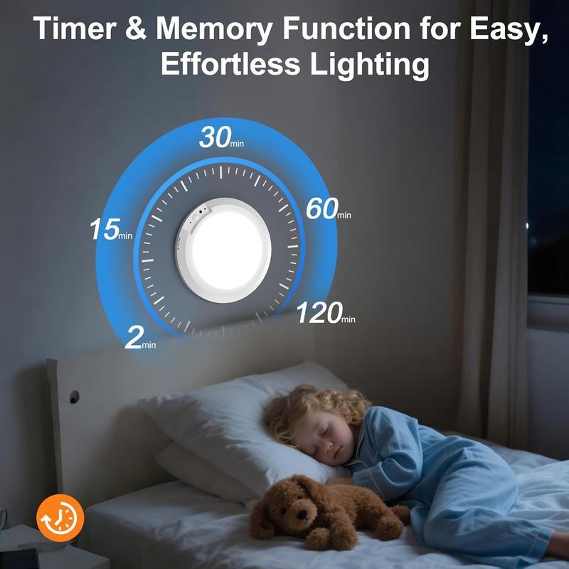 1/2-Count Rechargeable Motion Sensor Light with Remote Ceiling Light Operated Closet Lights Ceiling Light Timing Dimmable 7.09in for Closets Shower Stair Pantry Hallway Porch