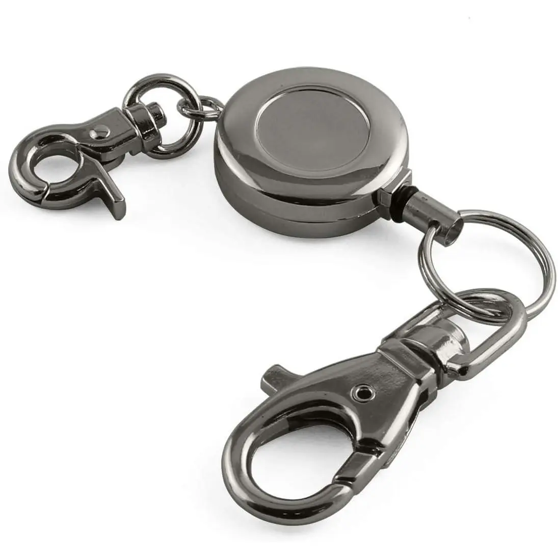 1 count Retractable Key Chain with Hook Zinc Alloy High Resilient Anti-lose Stretch Key Ring Holder Tool Telescopic Rope Black