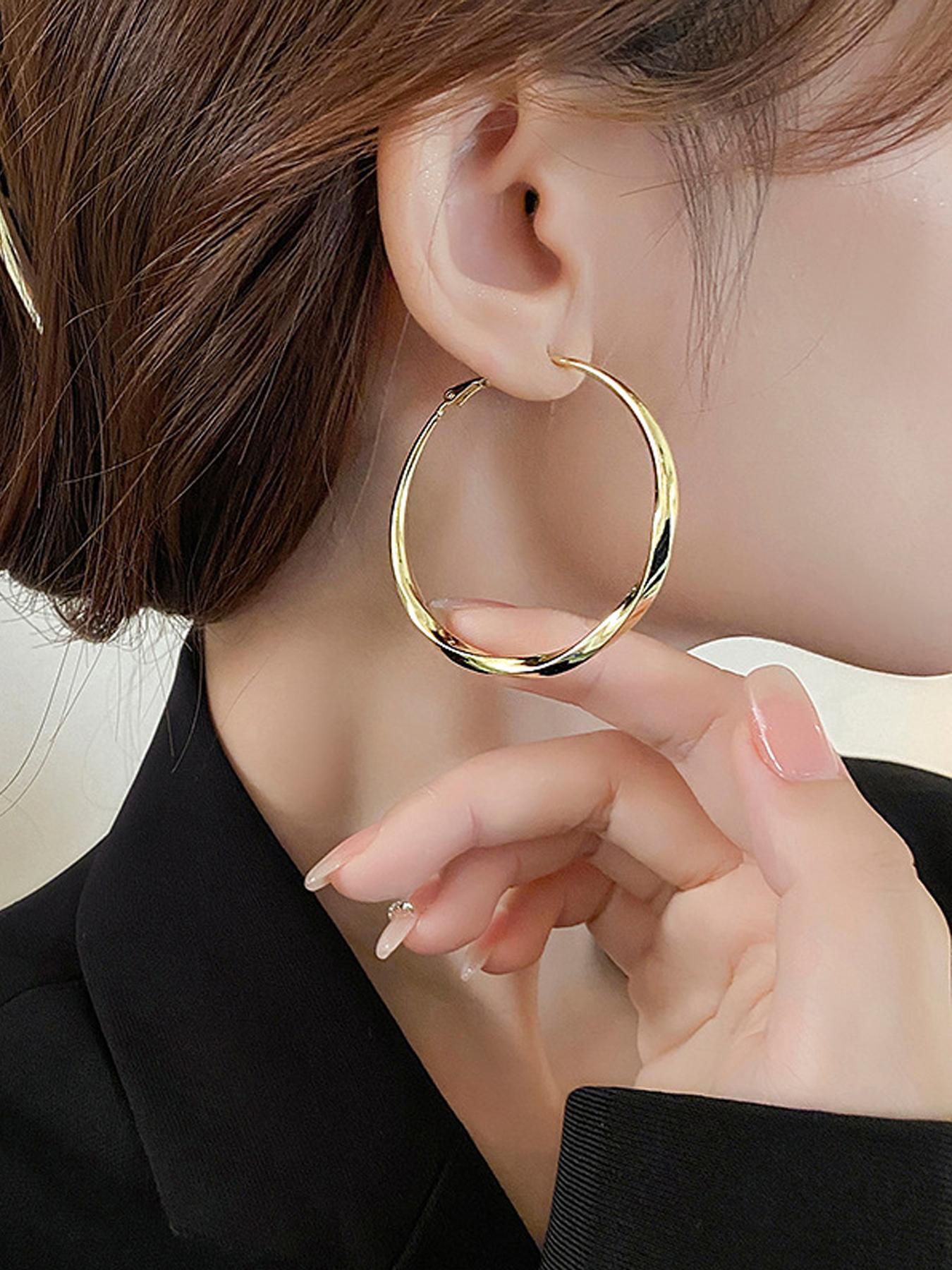 Minimalist Temperament Hoop Earrings, Fashionable All-match Earrings for Women, Trendy Exquisite Jewelry for Birthday Gift, Unique Twisted Shape
