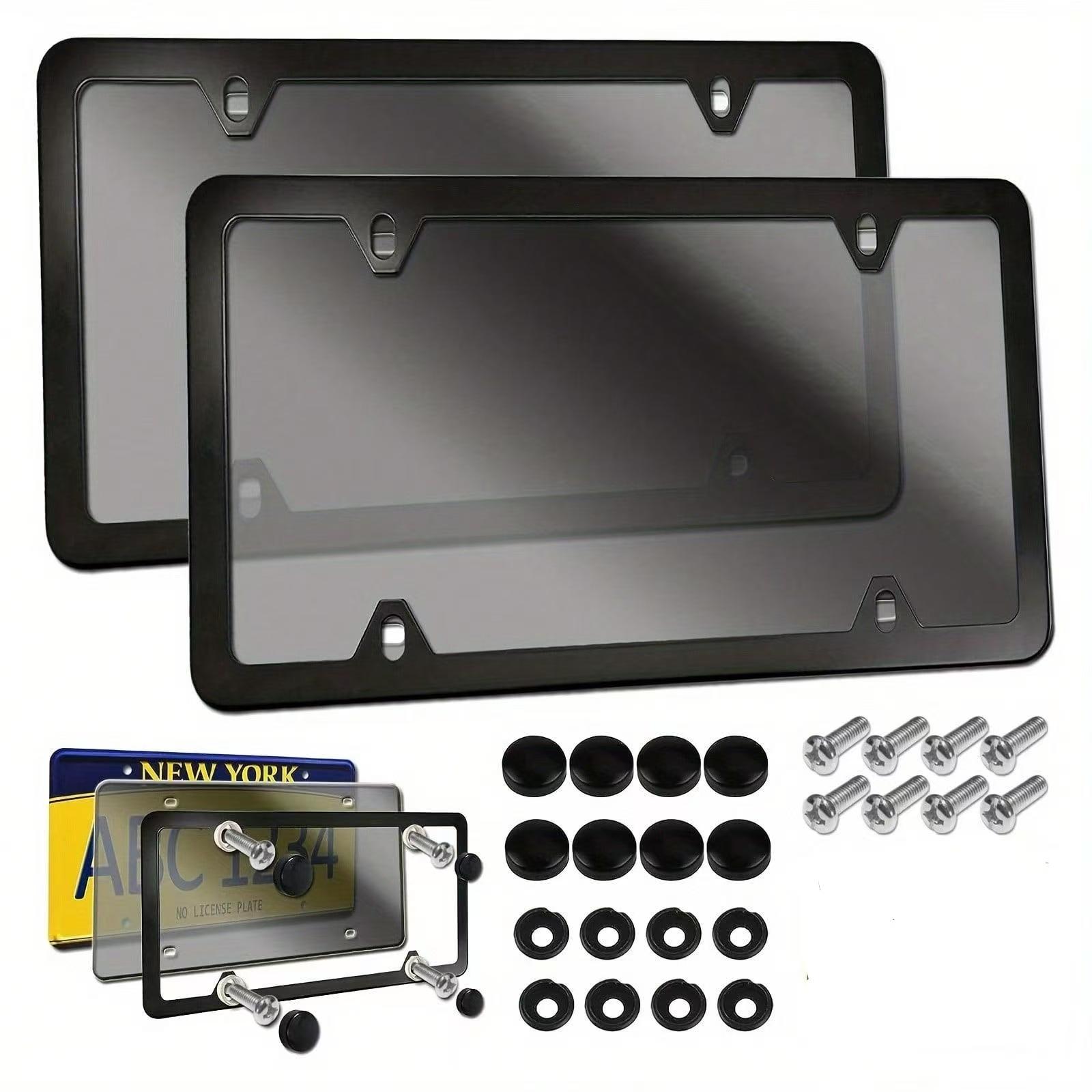 2pcs Universal License Plate Cover Frame - Aluminum Frame Holder Durable Weather, Resistant Rust, Proof w/Screws & Caps,Easy Installation(FS)