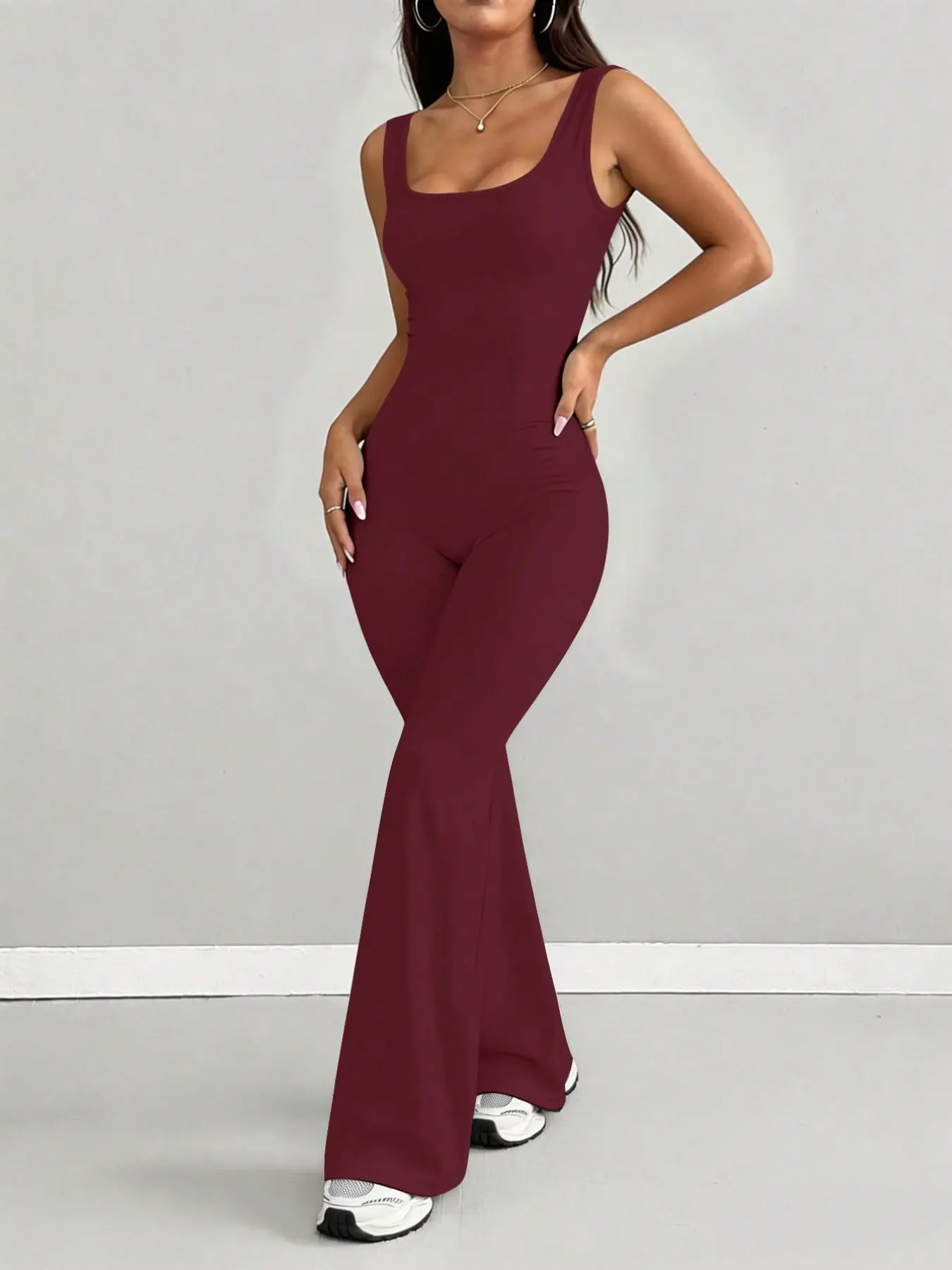 Petite Women's Micro Flare Romper, U-Neck, Summer Casual, Comfortable, Sexy, Slimming, Outdoor, Y2K Style, Aesthetic, Beach Party, Festival Wear