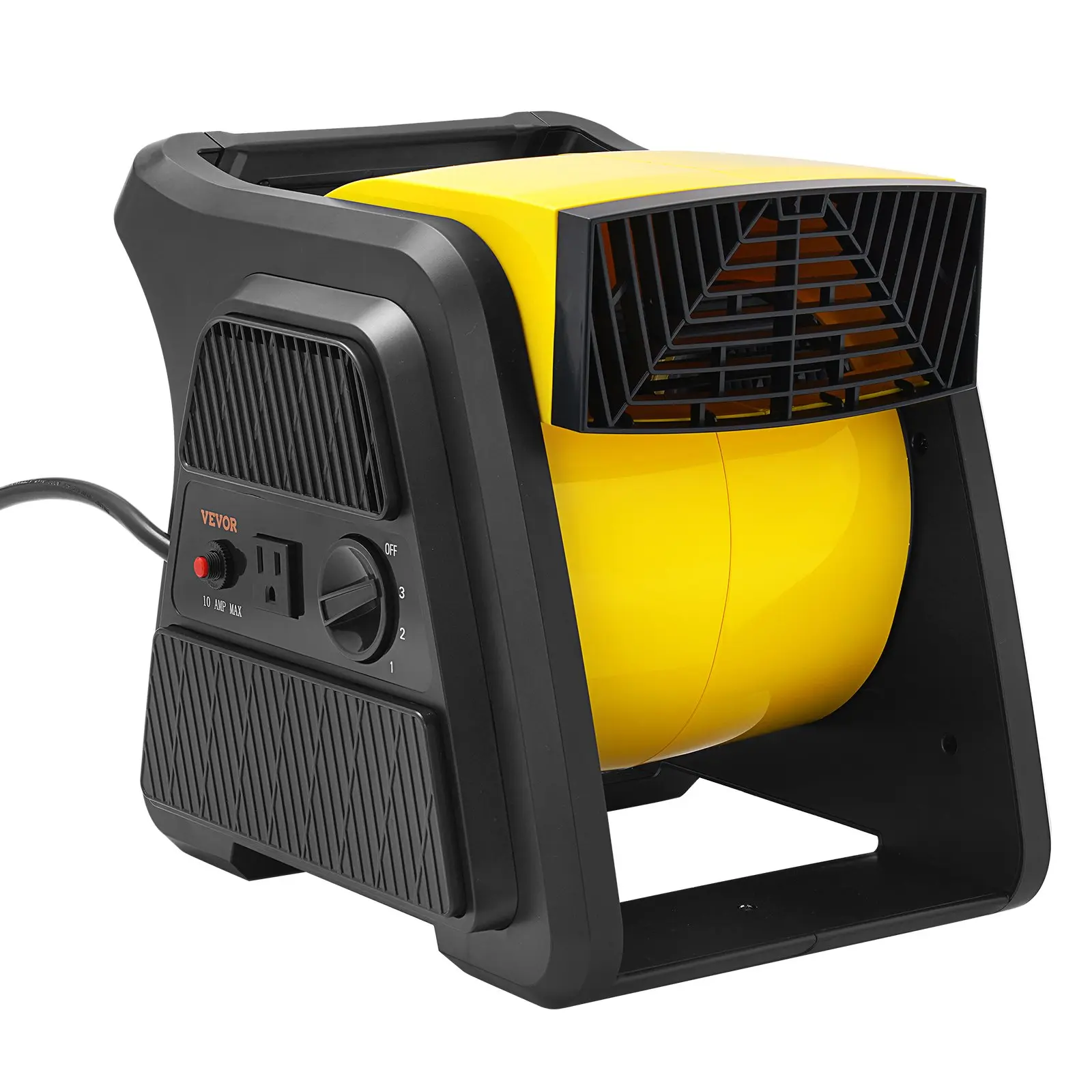 VEVOR Pivoting Utility Fan, 600 CFM High Velocity Floor Blower for Drying, Cooling, Ventilating, Exhausting, 300 Blowing Angle Air Mover, Portable Carpet Dryer Fan for Home, Work Shop
