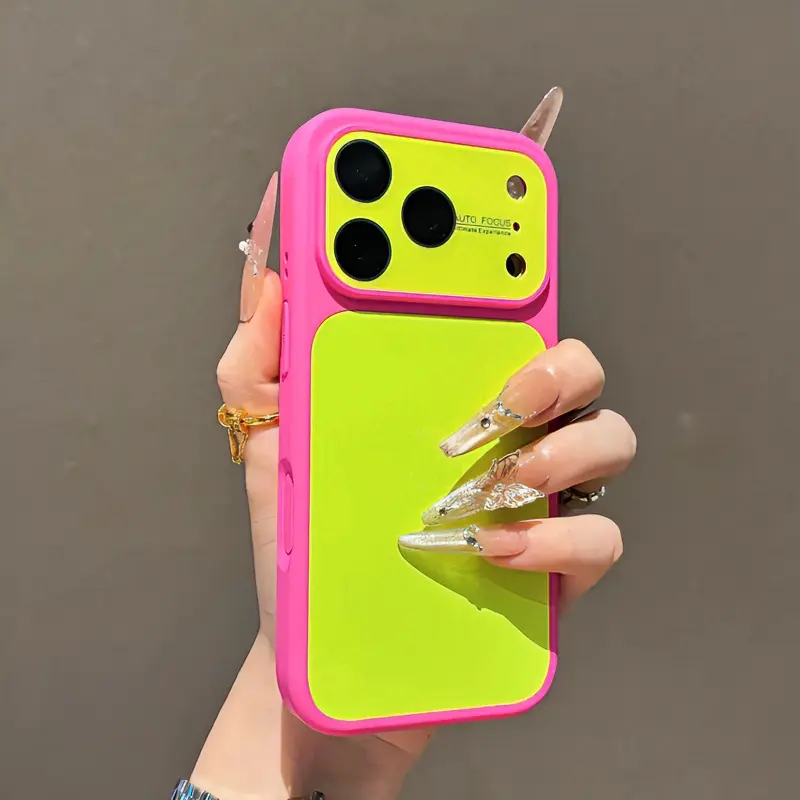 [Flash Fit] Women's Summer Dopamine Color-Block Silicone Smartphone Case - Full Shockproof Protection Accessory, Compatible with iPhone 13,14,15,16 Pro,17 Pro Max (ip13-ip17promax)