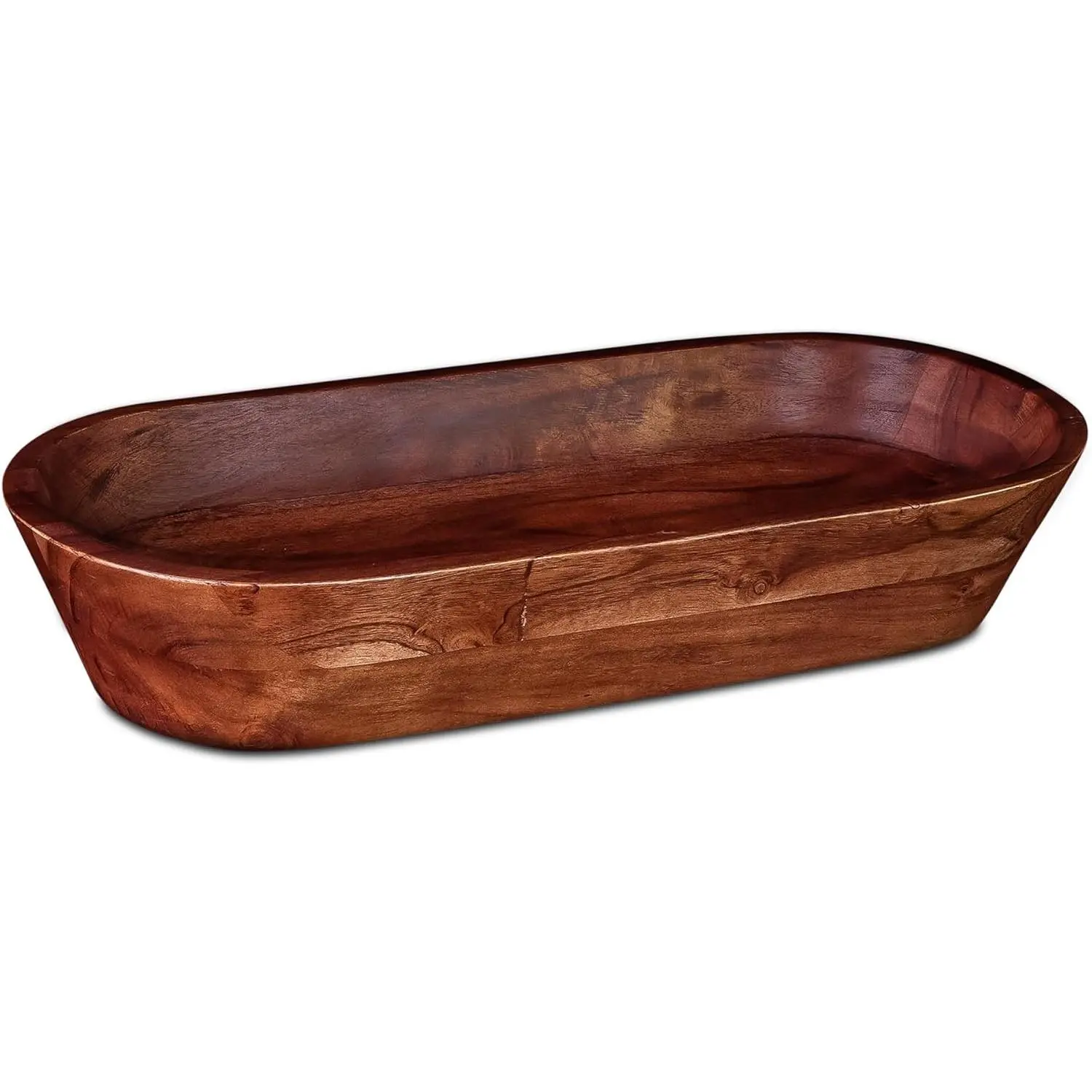 Luxe Designs Handmade Dark Burnt Acacia Wood Dough Bowl, Rustic Large Decorative Bowl for Home Decor, Bathroom, Kitchen Counter, Ideal for Storing Cosmetics and Keys