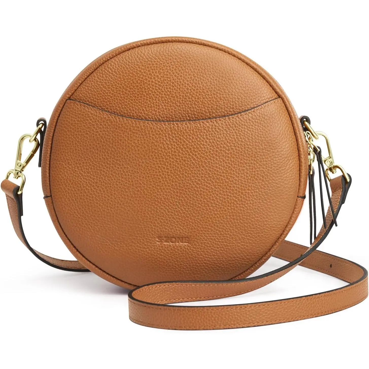 Leather Crossbody Bags for Women Circle Round Everyday Purses | Top Grain Leather  Handbag Trendy, Detachable and Adjustable Strap, Multi Pockets, Travel Work Outing