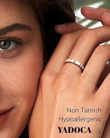 YADOCA 14K Plated Gold Filled Ring Initial Ring Dainty Simple Letter Band Rings Signet Stackable Pinky Alphabet Thin Thumb Rings for Women Non Tarnish Size 6 7 8 9 10