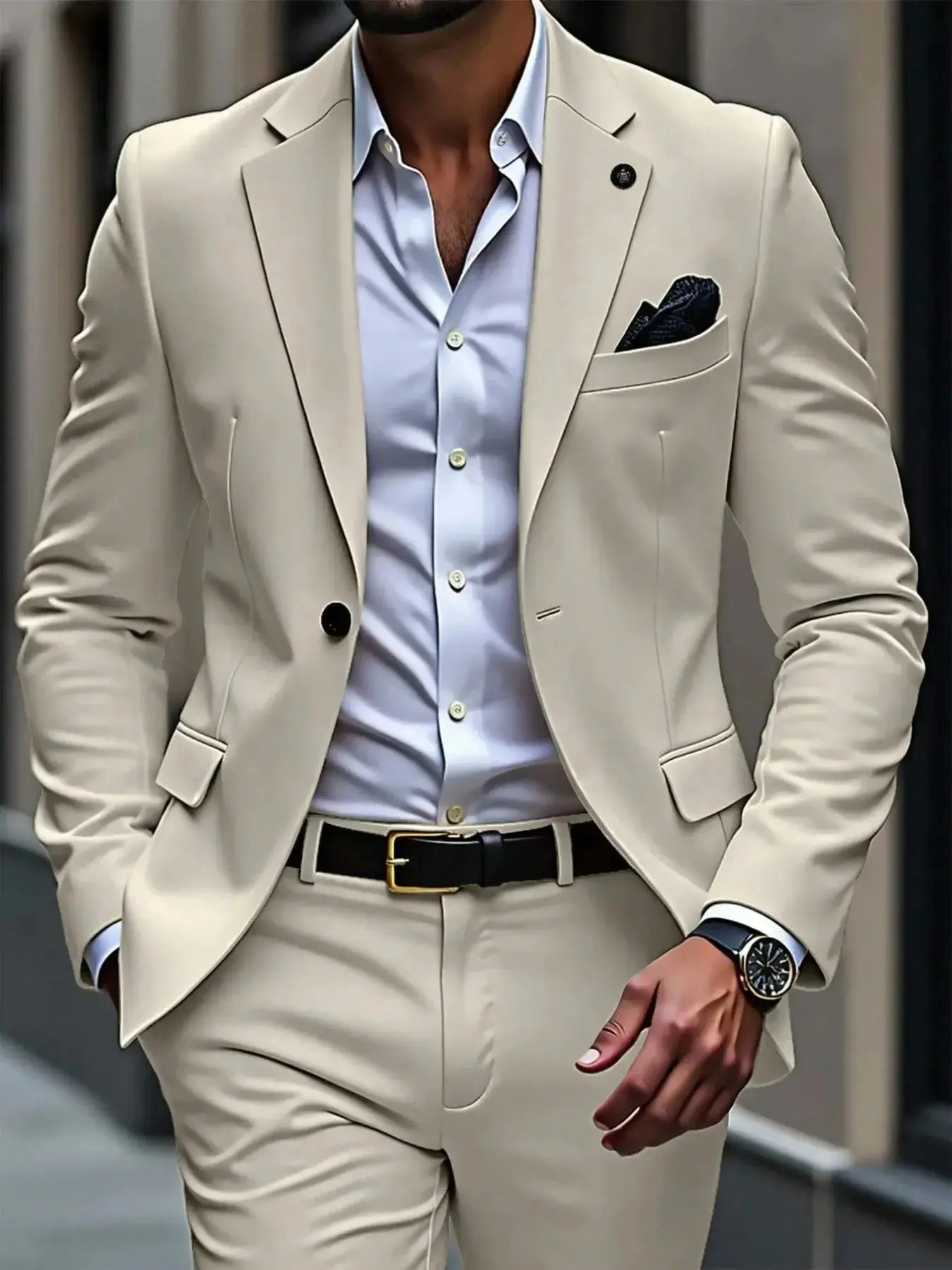 Men's Fashion Suit Set, Slim Fit, Business Gentleman Style, Notched Lapel, Single Button Design, Perfect for Events, Ideal Gift for Boyfriend