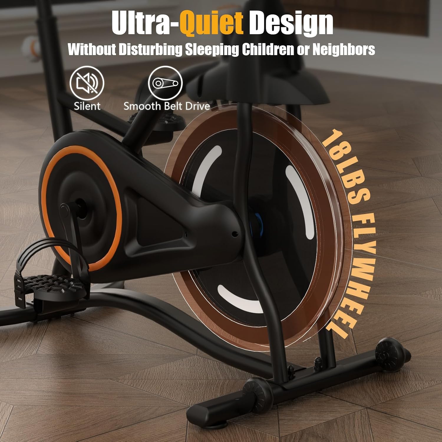 SUNDAY MIRTH Exercise Bike, Stationary Bikes for Home with Grip Pulse Sensor and Stepless Resistance Adjustment, Compact Indoor Cycling Bike with Tablet Mount, Compatible with APP Sync